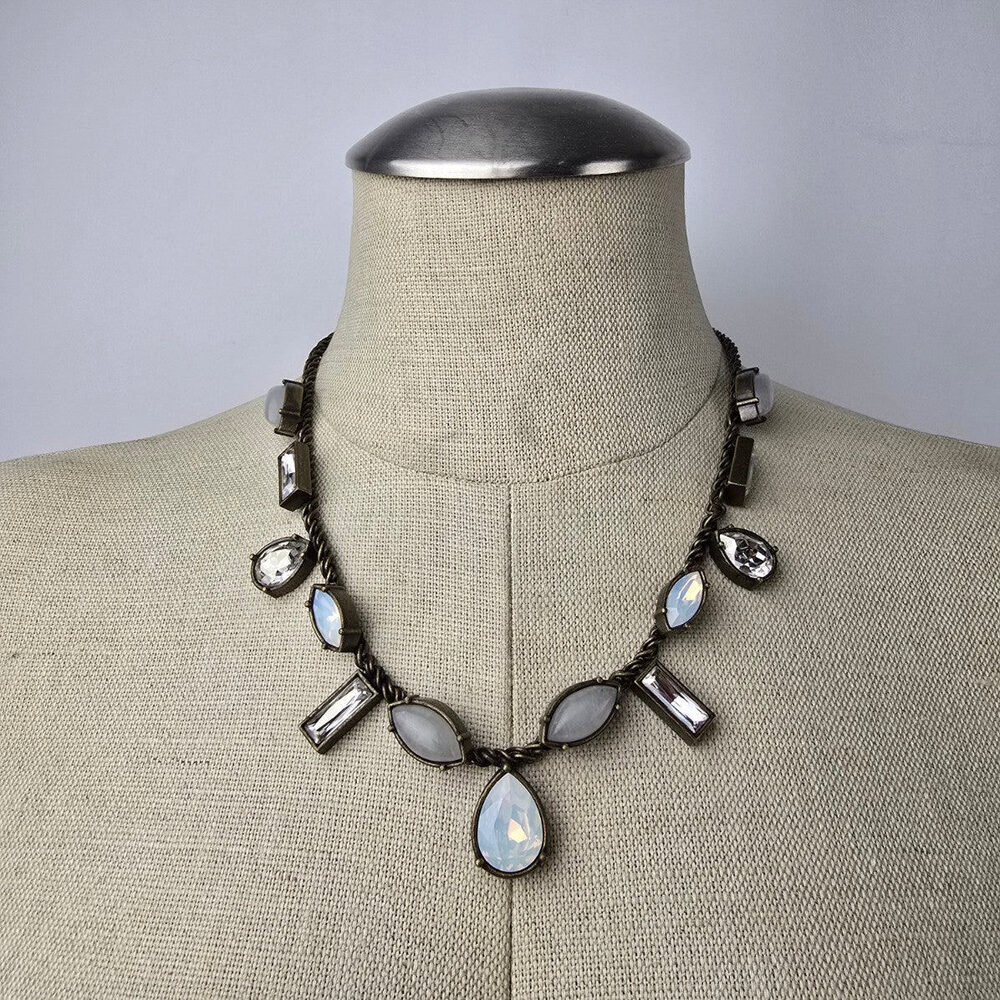Silpada KR Collection Antiqued Brass Quartz & Swarovski Crystal Necklace